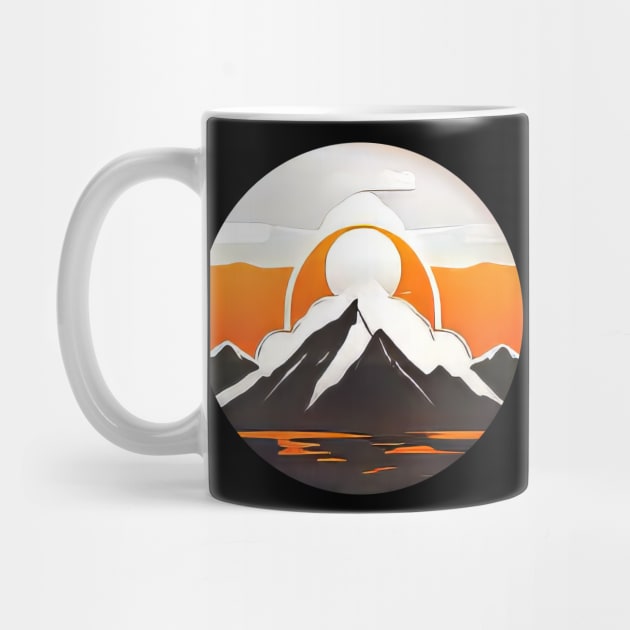 Minimalist Mountain and Sun Logo (997) by WASjourney